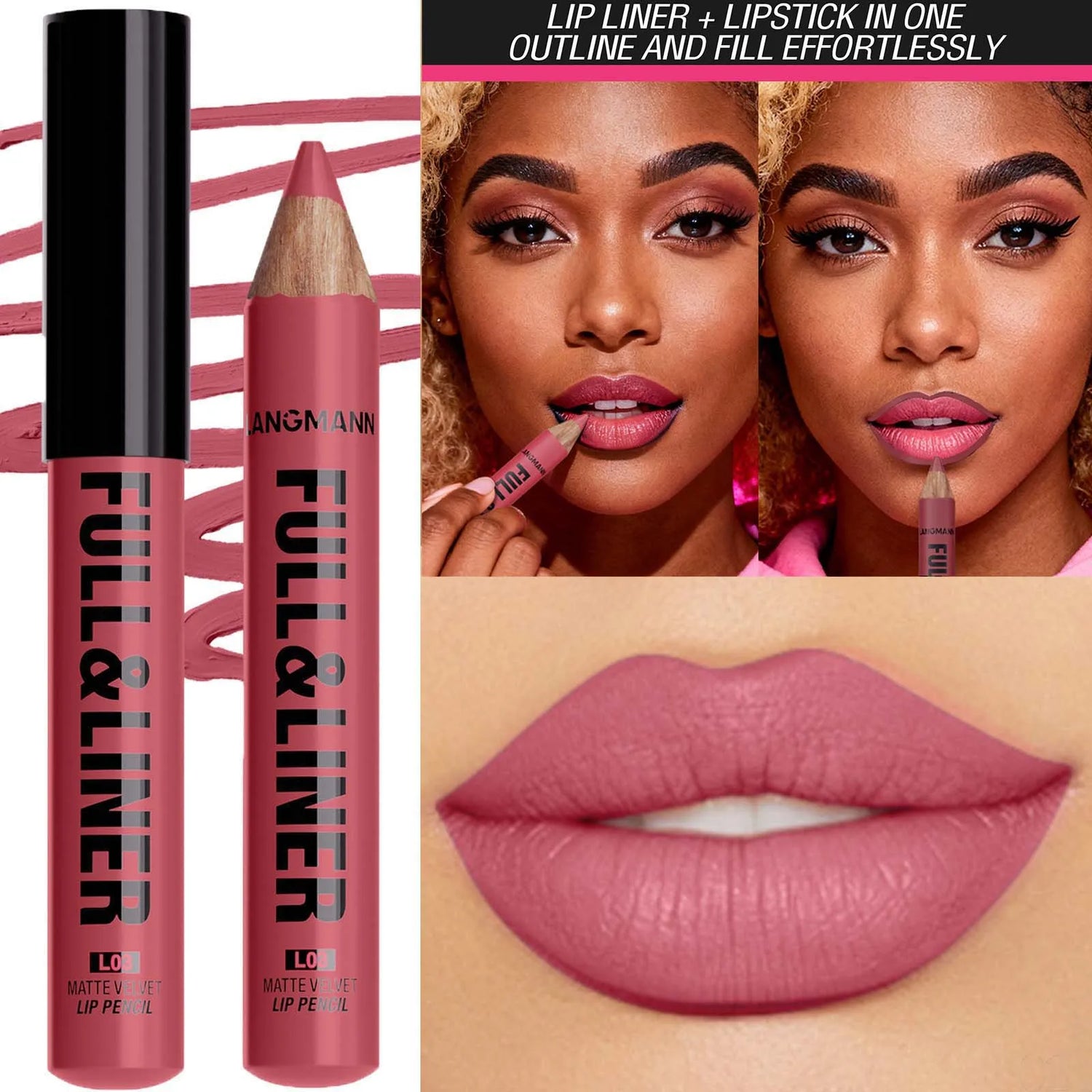 12 Colors Wooden Matte Lip Liner Pencil Nude Brown Matte Long-lasting Waterproof Lip Contour Makeup