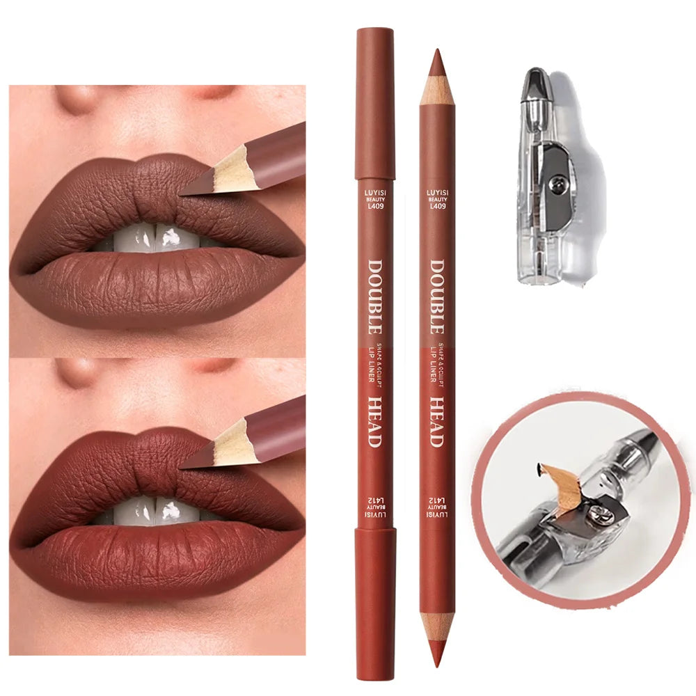 1 Matte Double-Ended Lipliner+1 Sharpening,Waterproof Long Lasting Color Payoff,Easy To Apply, Precisely Outlines The Lip Shape.