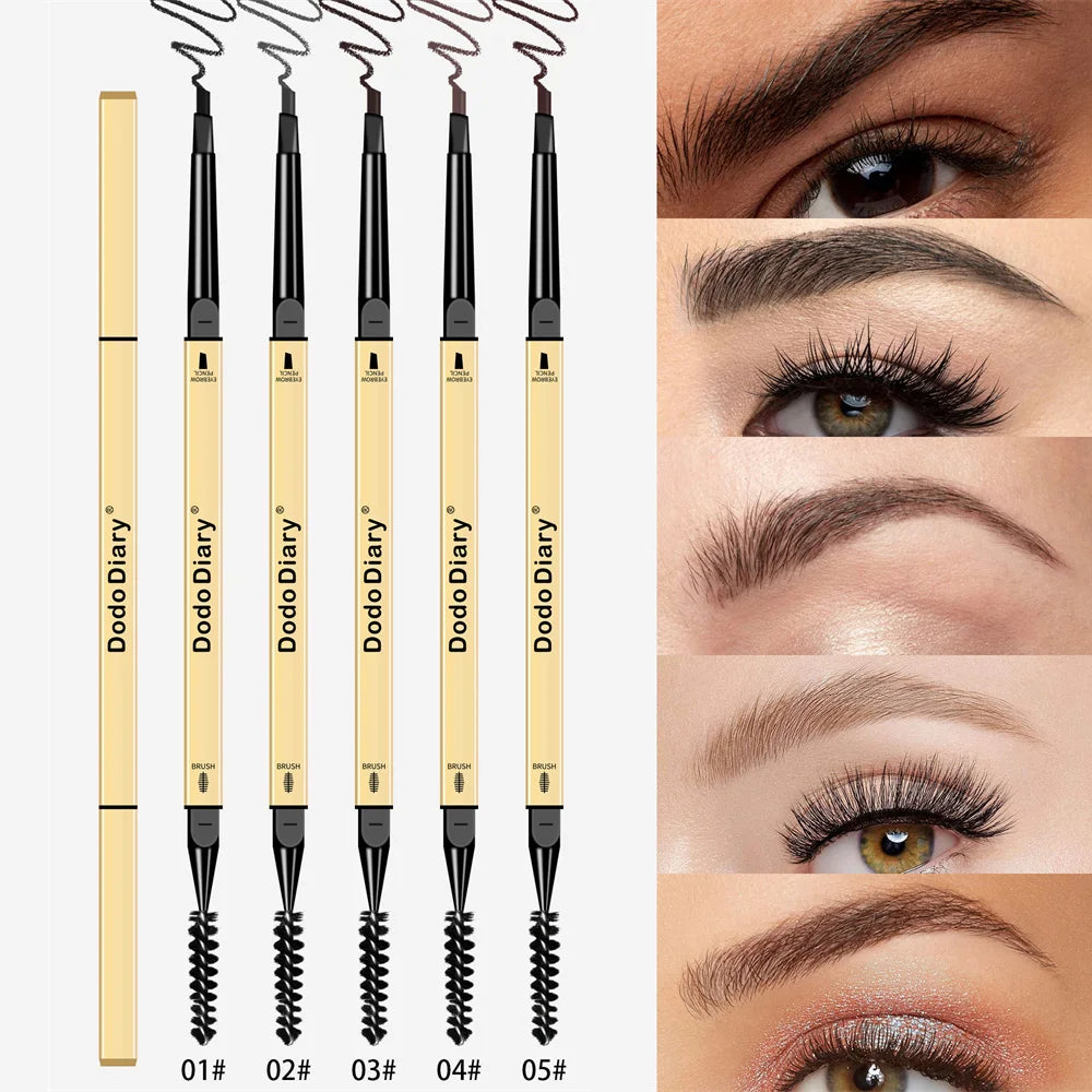 1/5Pcs Small Gold Bar Double-ended Eyebrow Pencil 3D Eyebrow Shape Long-lasting Without Smudging Slender Natural Makeup Pen