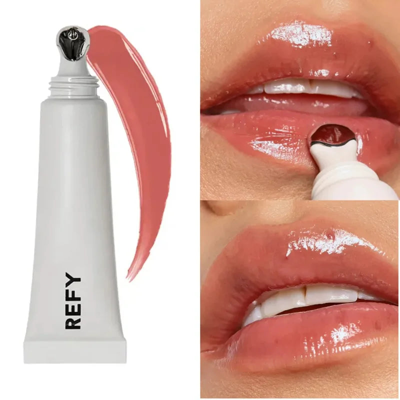 Fashion REFY Lip Gloss with Hyaluronic Acid Nonstick Lasting Smooths Lips Nourishing Hydrating Clear Lip Care Skin Blush Makeup