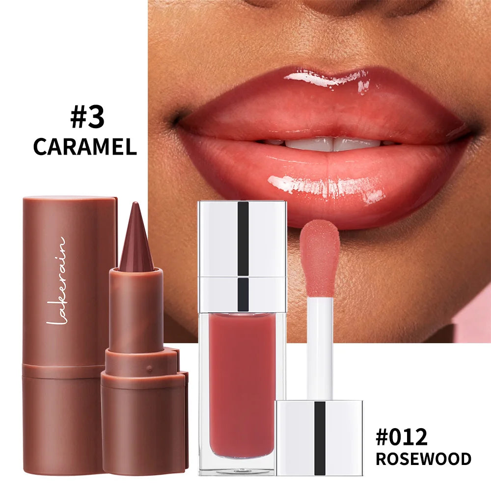 Lip Liner & Lip Gloss Set Shiny Long Lasting Moisturizing Lip Liner and Lip Gloss Combo Multiple Occasions Lips Makeup