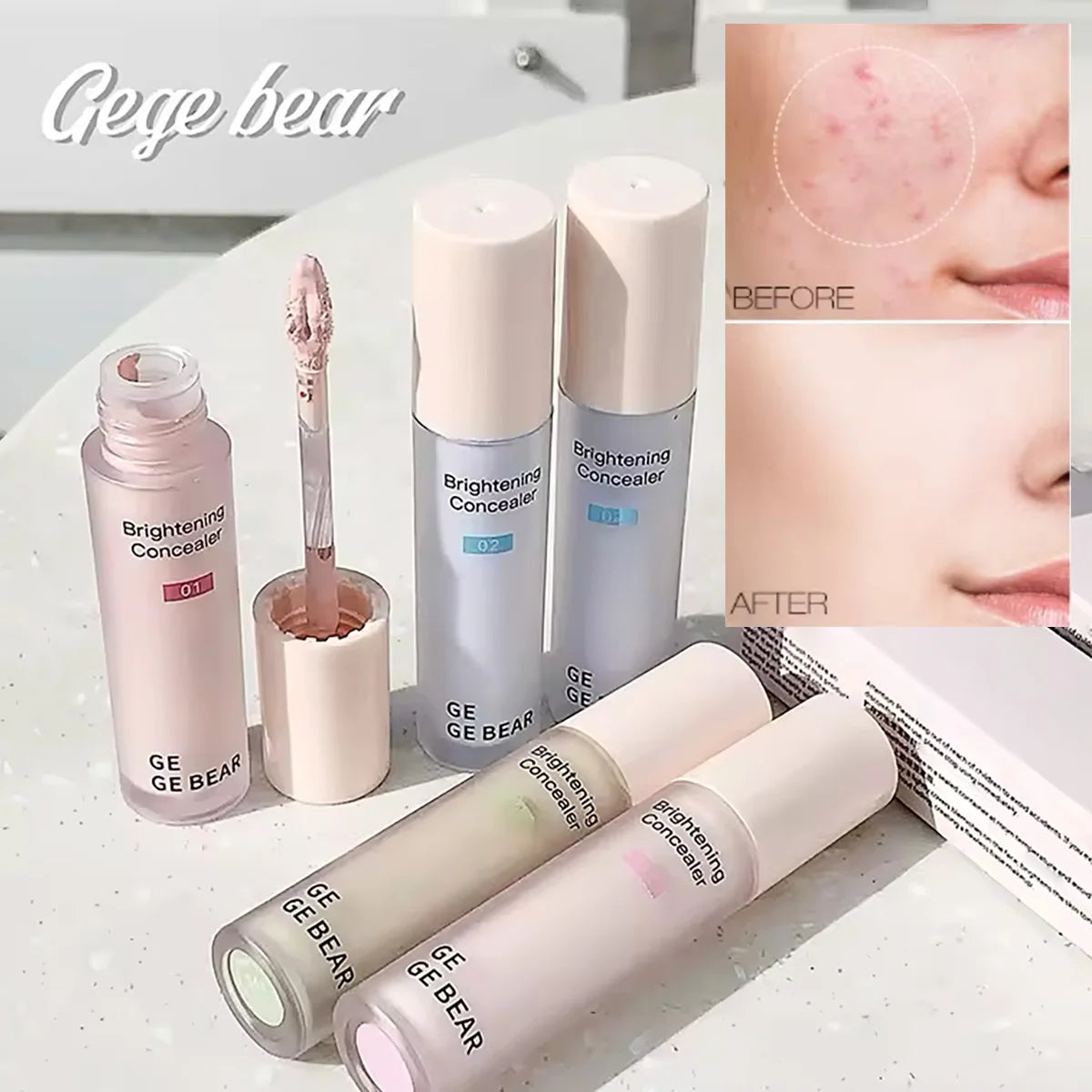 Gege Bear Makeup Face Concealer Full Coverage Long Lasting Waterproof Liquid Base Eye Dark Circles Concealer