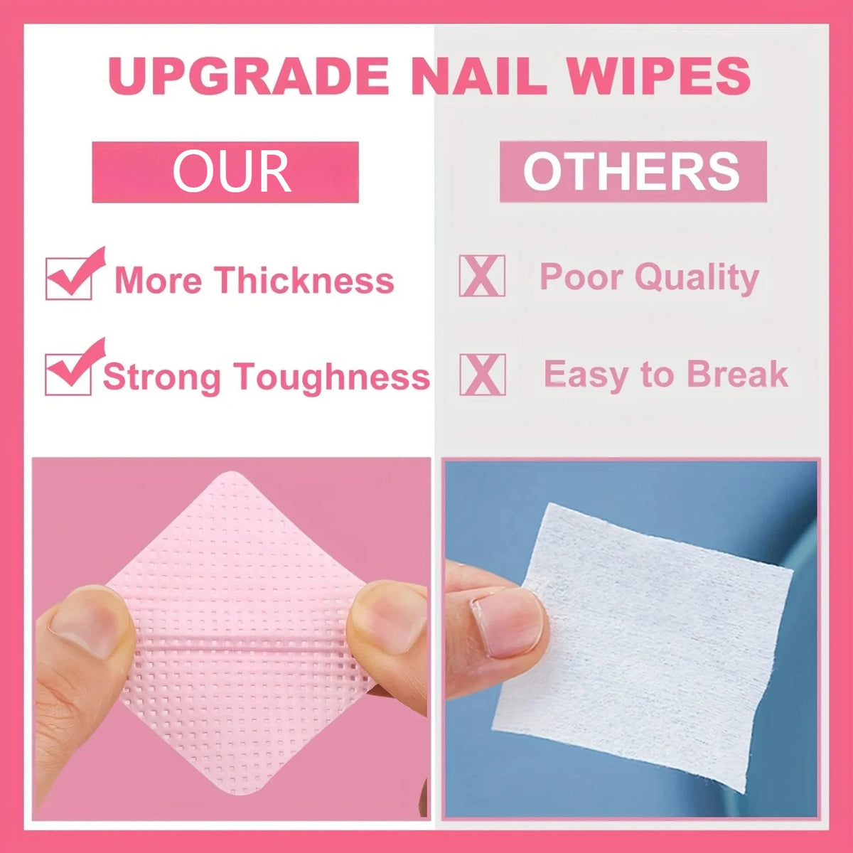 20/600Pcs Lint Free Nail Wipes Non-Woven Cotton Nail Prep Pads with One Touch Pump Dispenser Bottle for Gel Polish Remover