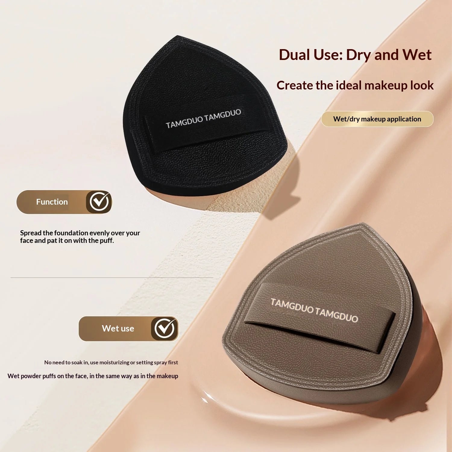 TAMGDUO Blender Makeup Puff Marshmallow Air Cushion Foundation Dry Wet Dual Use Sponge Soft Elastic Cosmetic Applicator Tool