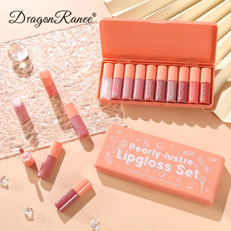 10colors Orange Water Sample Lip Glaze Lipstick Set Moisturizing Lip Gloss Lip Gloss Dye Lipstick lovely set