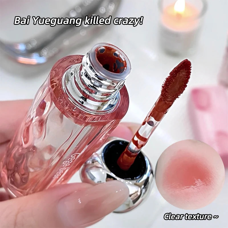 Gegebear Glass Crystal Translucent Lip Glaze Moisturizing Mirror Long-lasting Lip Gloss