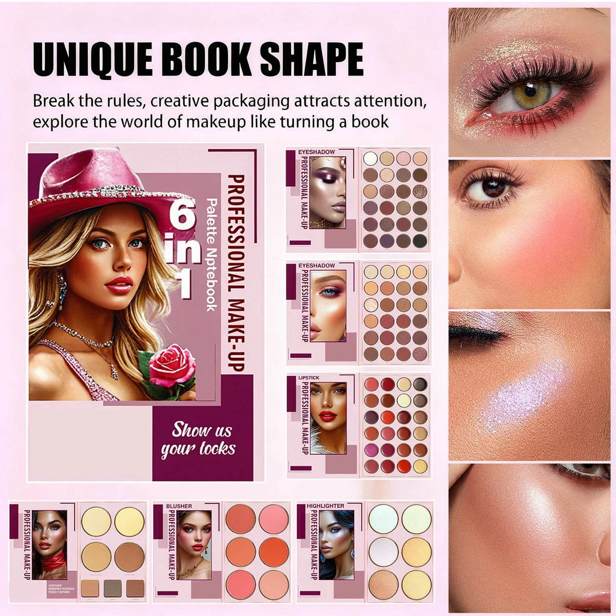 Eyeshadow Palette Book 76/91/117 Colors Matte Shimmer Glitter High Pigmented Long Lasting Resistant Beginner Friendly Makeup for Daily Use Party Gift Women Girl