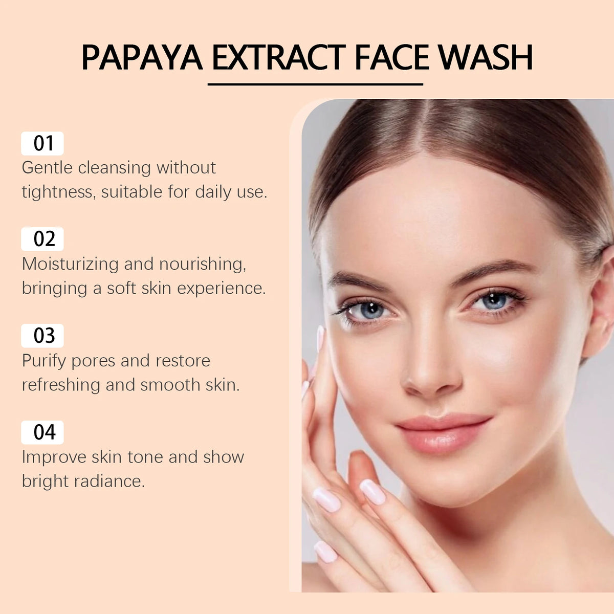 Papaya Face Wash Oil Control Gentle Cleanser Not Tight Moisturizing Hydrating Skin Rejuvenation Clean Pore Brightening Face Wash