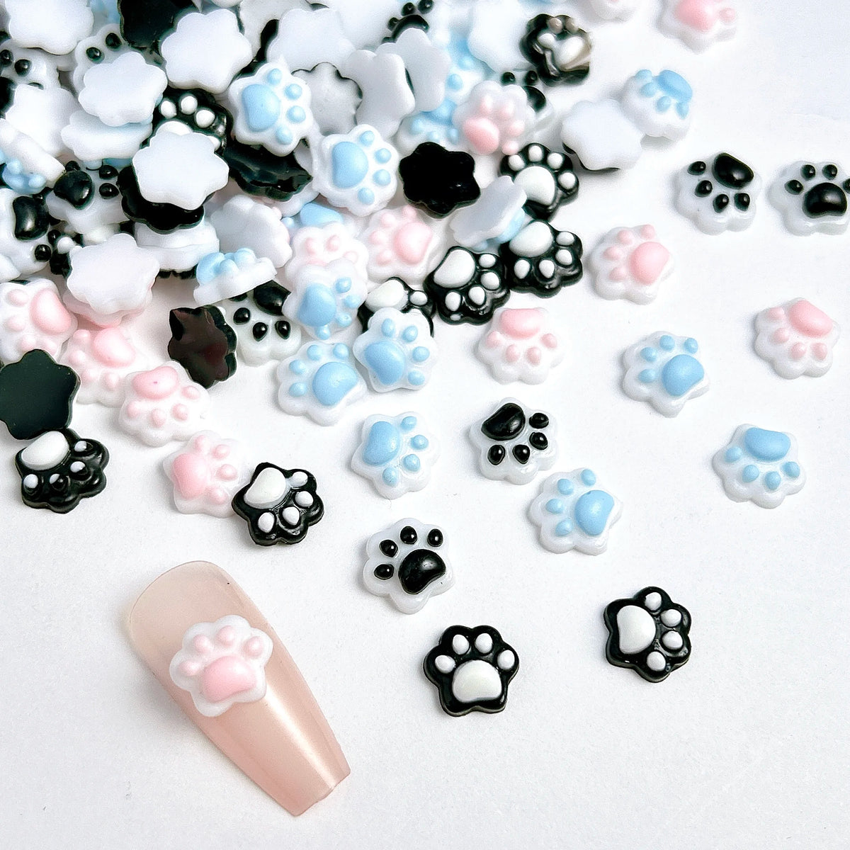 30PCS Double Colors Kawaii Puppy Claws Resin Nail Charms Luminous Creative Cat Paws Animal Series Nail Art Decorations DIY Nails