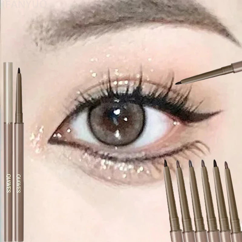 2in1 Eyeliner Lying Silkworm Gel Pen Lasting Waterproof Non-Smudge Eyeliner Quick Drying Lying Silkworm Gel Pencil for Beginner