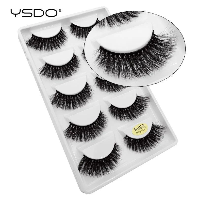 YSDO 5 Pairs False Eyelashes Natural 3d Mink Lashes Hand Made Soft Thick Mink Eyelashes Maquiagem Cilios Makeup Tools Faux Cils