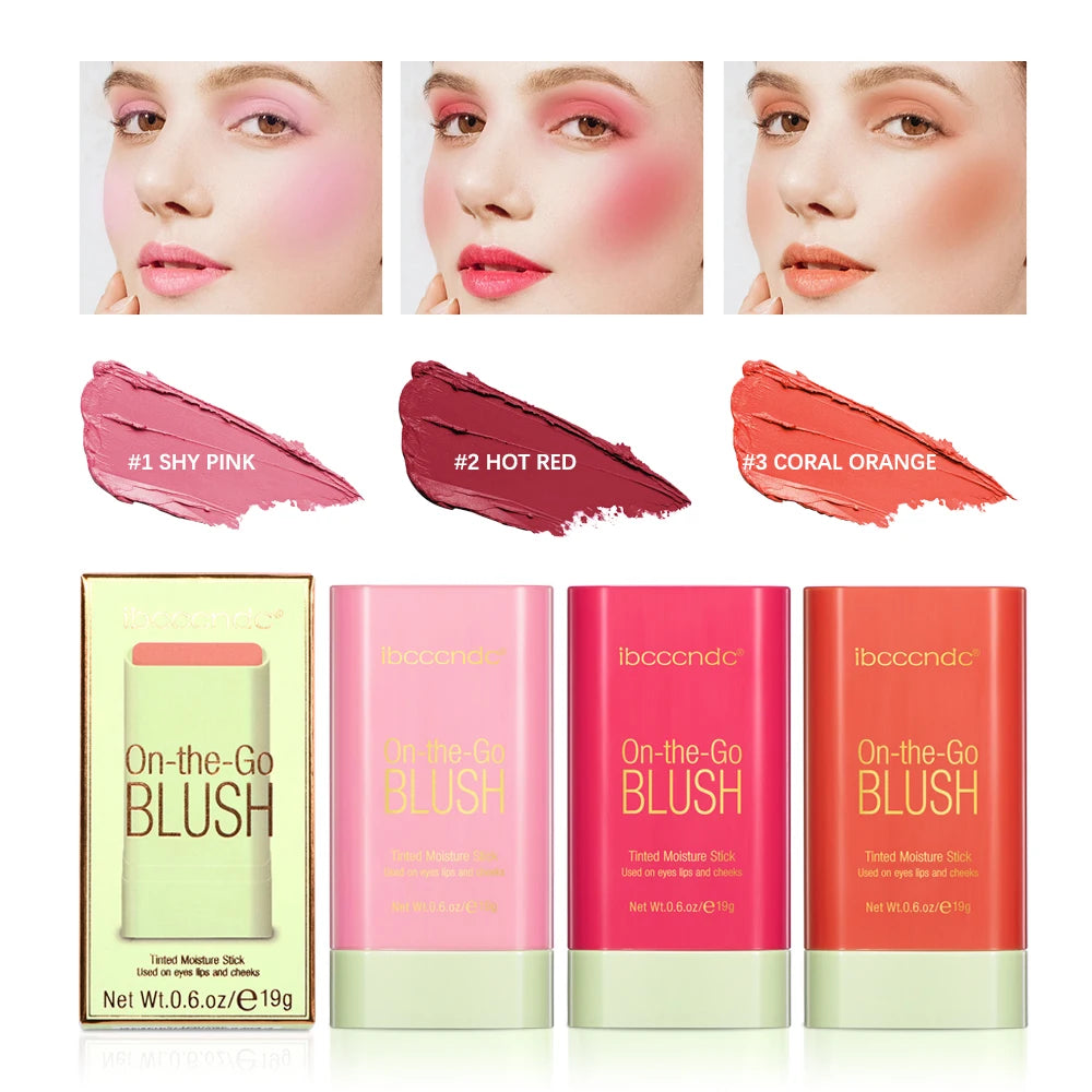 Multi-Functional Blush Stick Easy Color Rouge Blusher Cream Waterproof High Color Rendering Brightening Tone Pixi Blush Stick