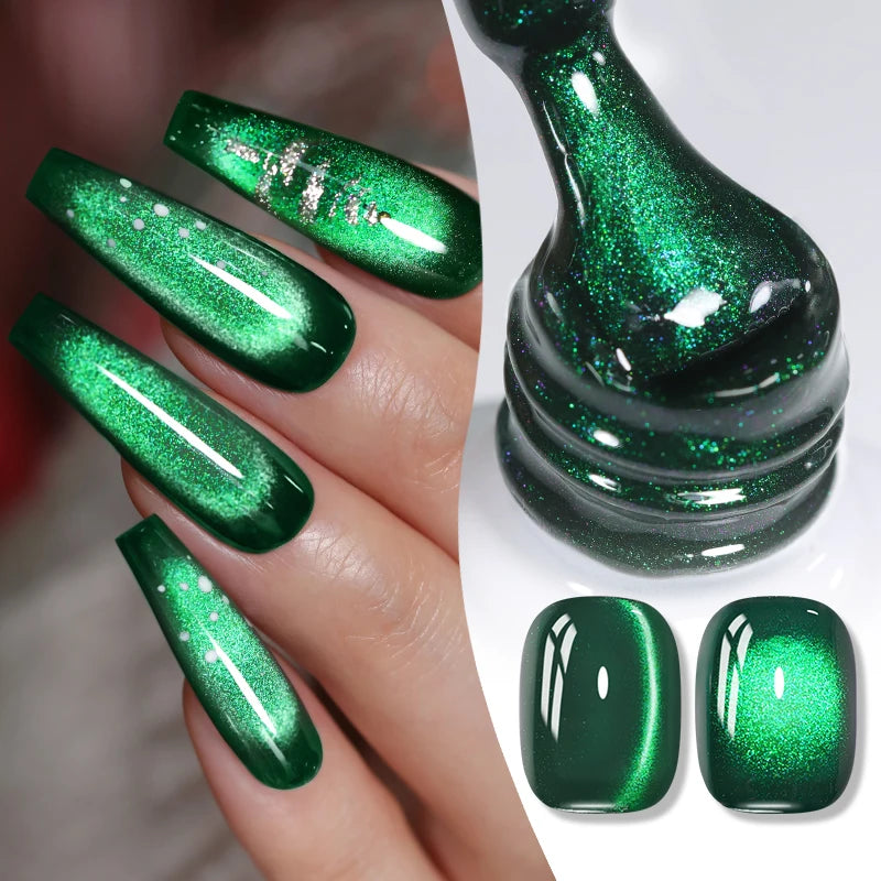 BORN PRETTY 10ml Green Emerald Cat Magnetic Gel Eye Gel Polish Glass Bead Soak Off UV LED Nail Art Salon DIY At Home Manicure
