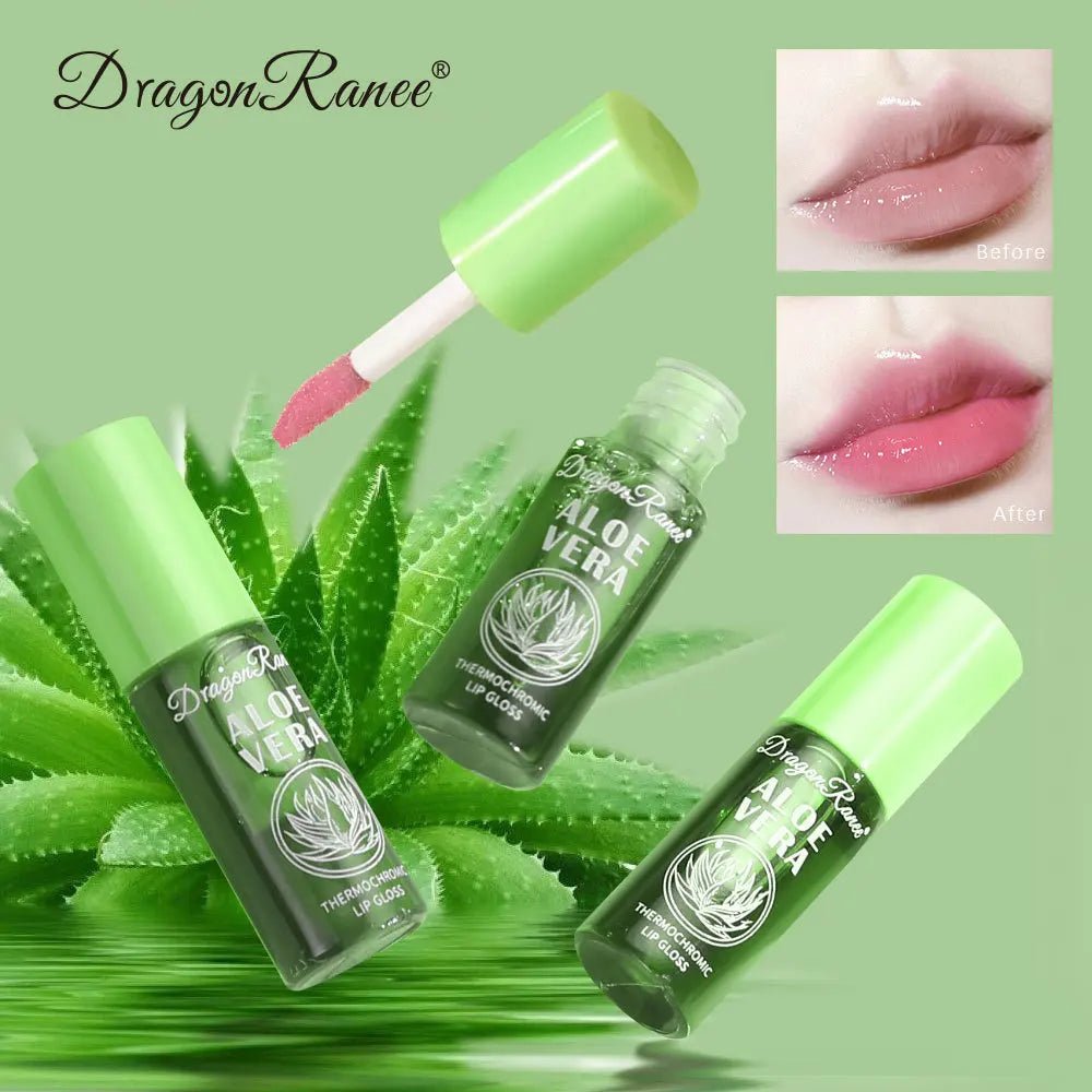 Aloe Vera Color Changing Lip Oil Balm Moisturizing Natural Aloe LipglossTemperature Change Lip Oil Gloss Nourishing Lip Care
