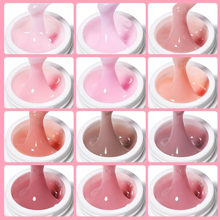 12 Colors 30ml Nail Extension Gel Polish - Long-Lasting Strength & Growth, Formaldehyde-Free, Multi-Color Formula for DIY