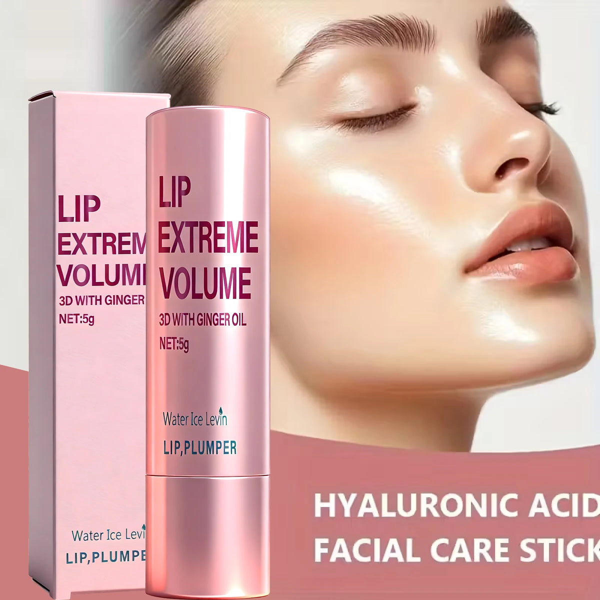 Plumping Lip Gloss Serum 5g with Ginger Oil - Moisturizing Non-Sticky Lip Care, Smooth & Voluminous Lips