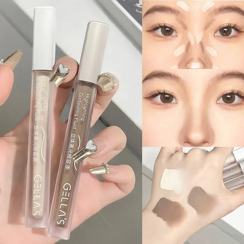 1/3pcs Set Facial Liquid Contour Stick 3D Cement Grey Nose Shadow Cream High Gloss Brighten Highlighter Bronzer Concealer Makeup