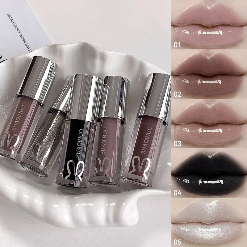 Xachinuo Color Lip Oil Gloss Water Mirror Effect Moisturizing Soothing Long-Lasting Hydrating Brightening Color Pure White Skin Effect 5 Colors to Choose from Autumn and Winter Must-Have