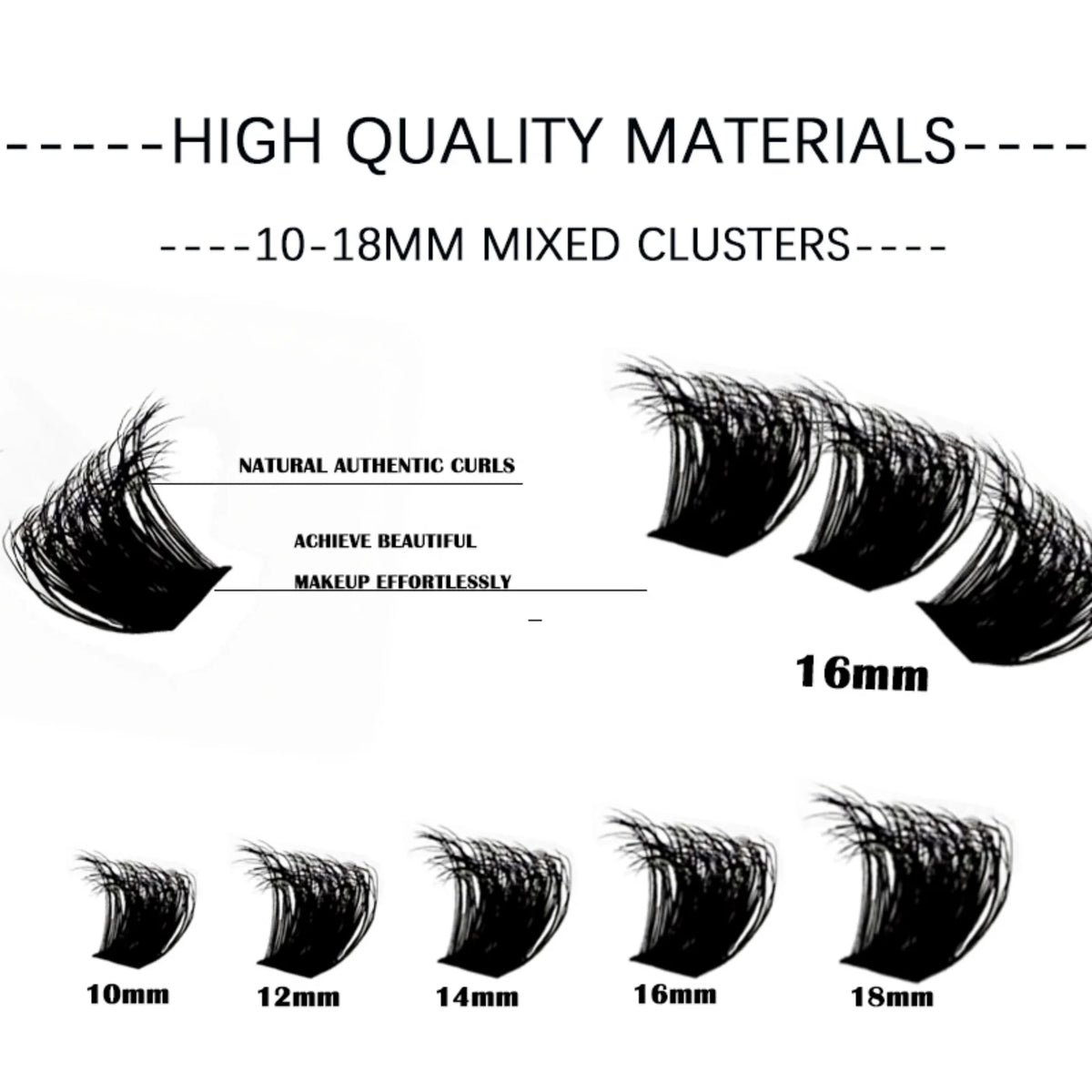 MIOFIA DIY Lash Clusters 150D Thick Lashes Mixed Length Tray Natural 10-18mm (Mix) Eyelashes Extension 3D Faux Mink Lash Makeup