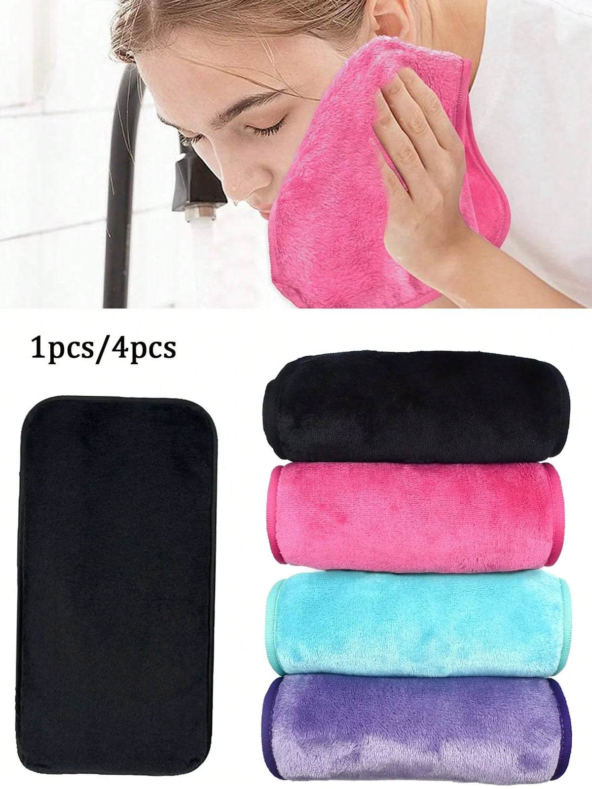 1pcs/4pcs Makeup Remover Cloth,Reusable Facial Cleansing Towel ,Soft Microfiber Removal Face Cloth,for Face, Eye, Lips Makeup Re