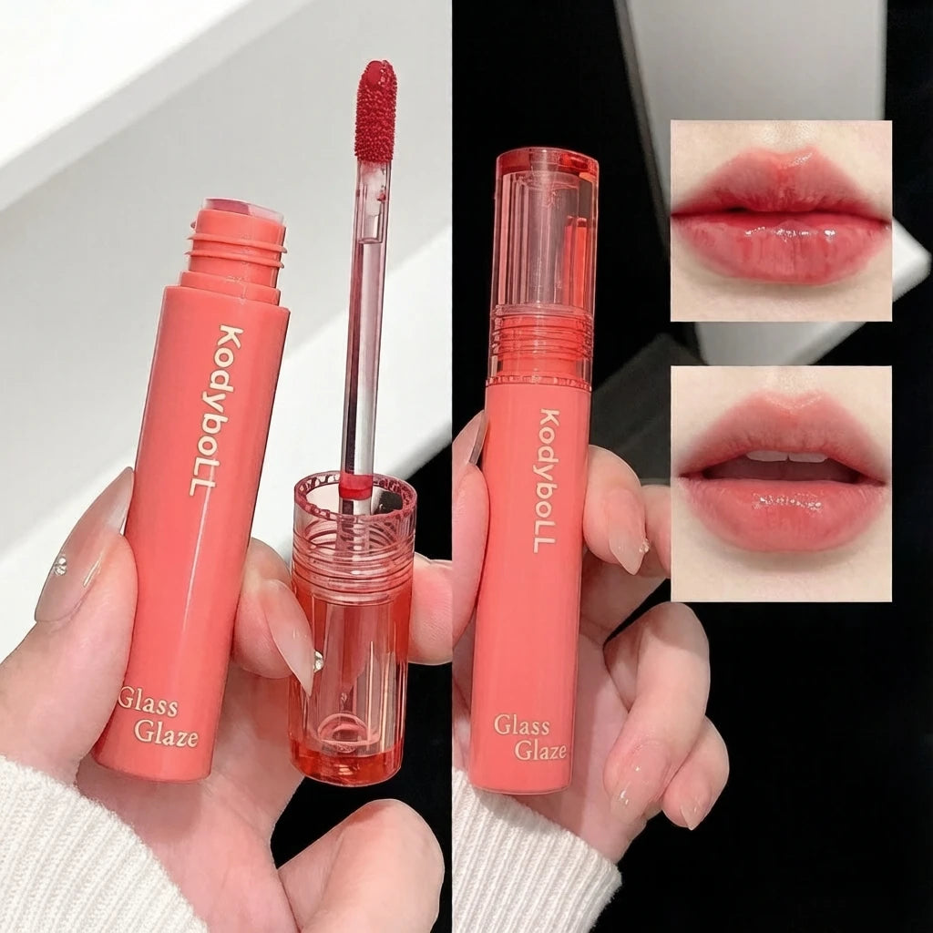 Glass Glaze Lip Gloss Watery Mirror Shine Finish Hydrating Non-Sticky Long Lasting Natural Plump Glass Lips Daily Lip Makeup
