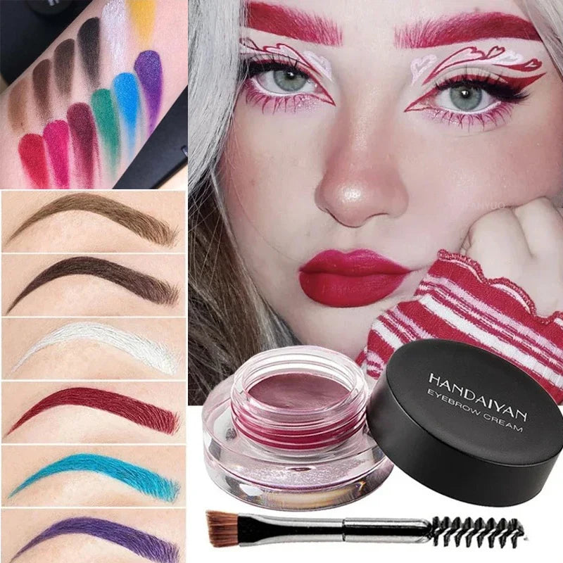 12 Colors Eyebrow Gel Red Brown Eyebrow Styling Cream Waterproof Long Lasting No Fading Brow Makeup Cosmetics with Eyebrow Brush
