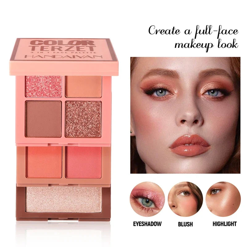 Multifunctional Palette Matte Highlighter Blush Palette Long-Lasting Blush Eyeshadow Face Cosmetics Makeup Palette Female