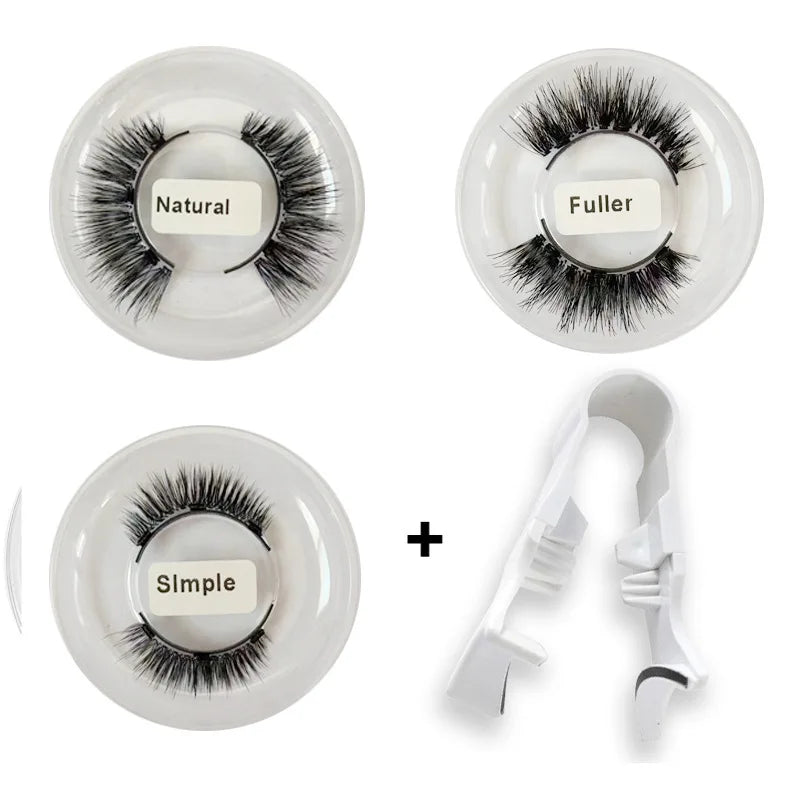 1pair Magnetic Eyelashes Handmade 3D Natural Magnetic False Eyelashes Reusable Magnetic Eyelashes Tweezers Set