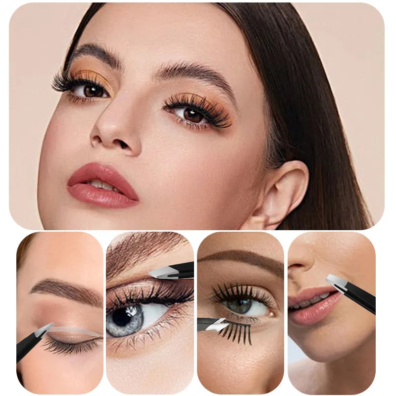 Ouriner Eyebrow Tweezer Colorful Hair Beauty Fine Hairs Puller Stainless Steel Slanted Eye Brow Clips Removal Makeup Tools