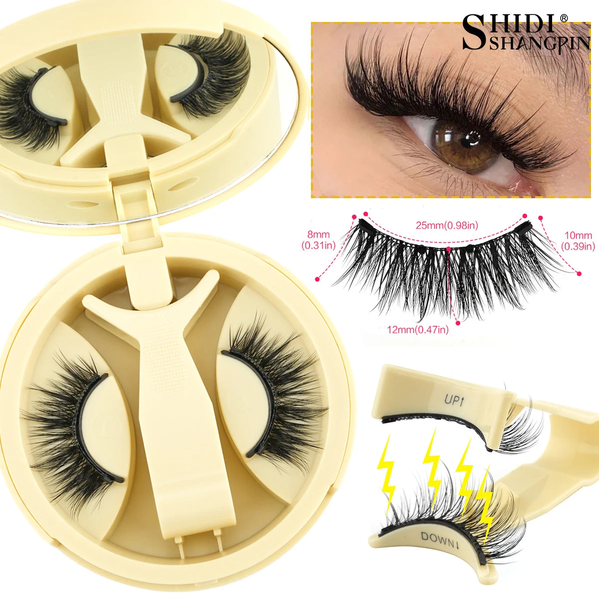 No Glue Needed Magnetic Eyelashes Kit with Tweezers Fluffy Reusable Natural False Eyelashes Handmade Faux 3D Mink Lashes Makeup