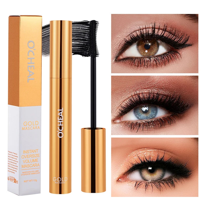 O'CHEAL Gold Mascara Balck Mascara 3D Silk Thick Curly Lengthen Eyelashes Quick-Dry Not Easy To Smudge Long-lasting Waterproof