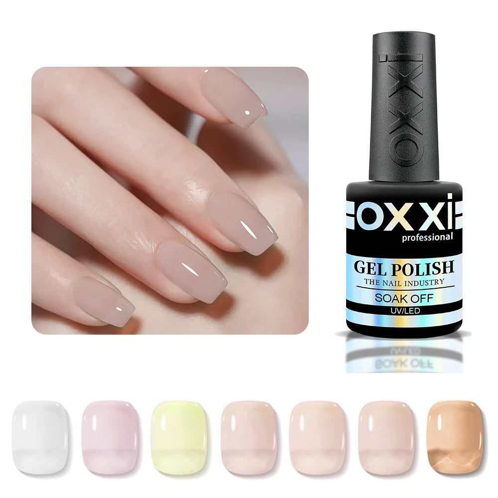 OXXI Nude Rubber Base Gel Polish Semipermanent Natural Jelly Nail Base Coat Nails Art 7Colors Base for Gel Varnish Hybrid Gellac