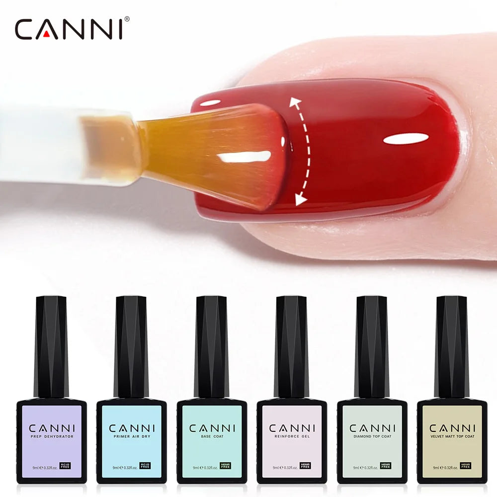 CANNI HEMA/TPO FREE 9ML Primer Base Coat Topcoat and Color Gel Polish Base Soak Off UV LED Fast Dry Nail Liquid Manicure Gel DIY