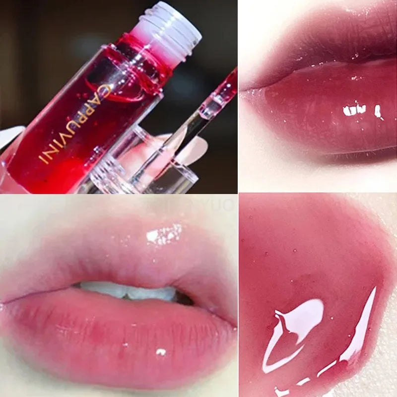 Water Light Lip gloss Moisturizer Transparent Jelly Mirror Crystal Lip Oil Clear Hydrating Plumping Fruit Taste Liquid Lipstick