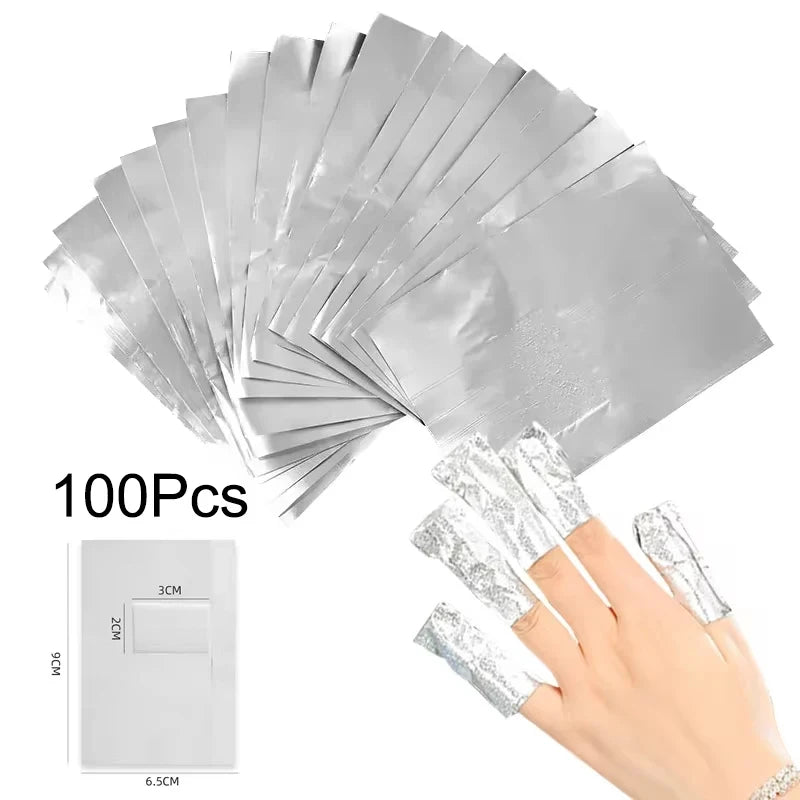 50/100Pcs Nail Polish Remover Wraps Aluminum Foil Soak Off Cap Gel Cleaning Cotton Pads Manicure Nail Art Supplies Accessories