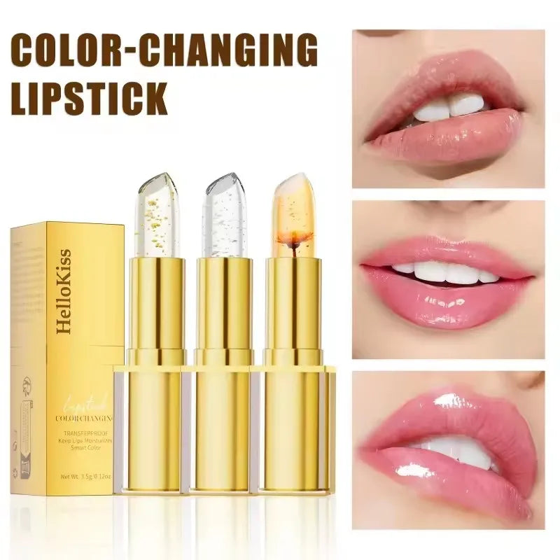 Gradient Jelly Lipstick Cup Non-stick Gold Foil PH Color Changing Lip Balm Long Lasting Hydrating Moisturizing Makeup Lipstick