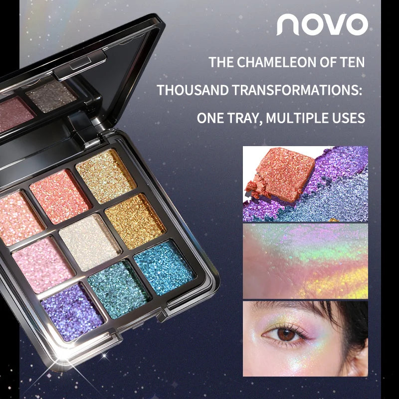 NOVO Yunyi Chameleon Nine Color Eye Shadow Disc Polarized Flasher Pearlescent Eye Shadow Multi Color Colorful Makeup
