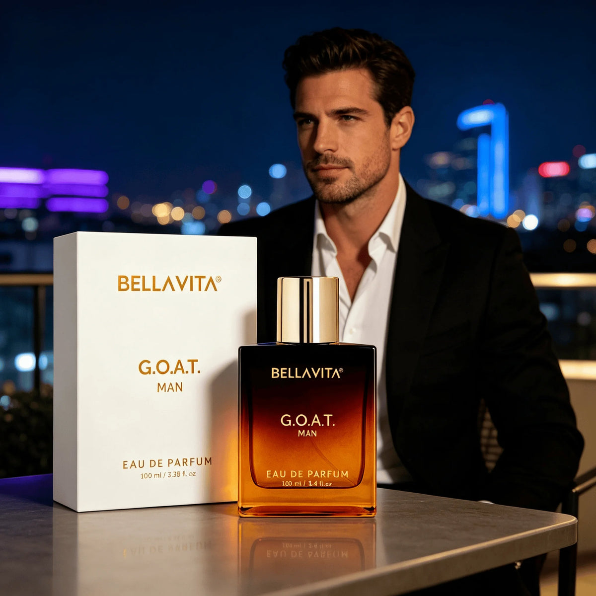 Bella Vita Luxury G.O.A.T. Man Eau De Parfum 100ml 3.4oz Long‑Lasting Woody Amber Perfume Spray For Men Premium Luxury Fragrance Birthday Holiday Gift For Him