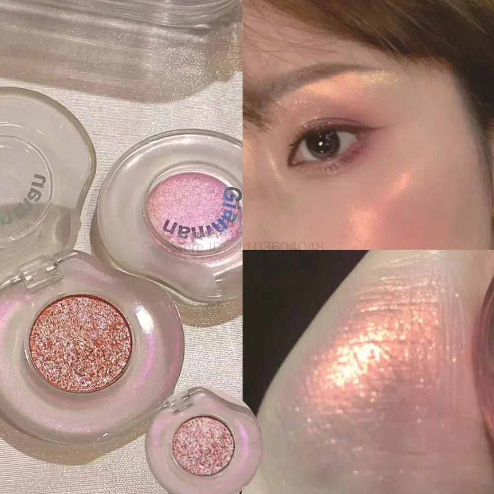 1pc Polarized Shimmer Highlighter Orange Powder Brighten Glitter Blue Purple Mini Eyeshadow Contour Face Body Illuminator Makeup