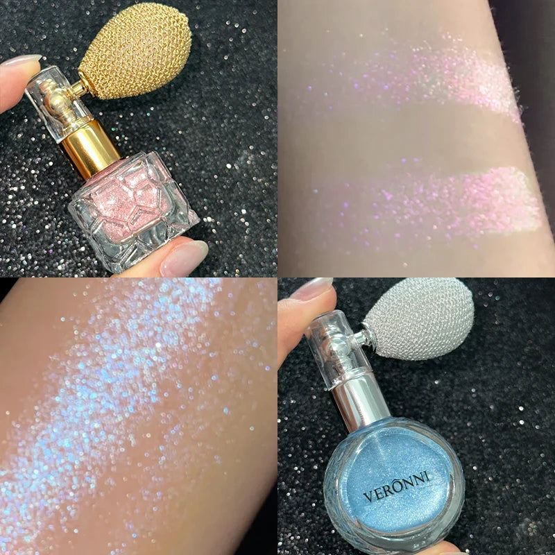 Highlighter Powder,Fairy powder High Gloss Glitter Shimmer Baked Powder Face Body Lasting Sparkling Highlighter Makeup Cosmetics
