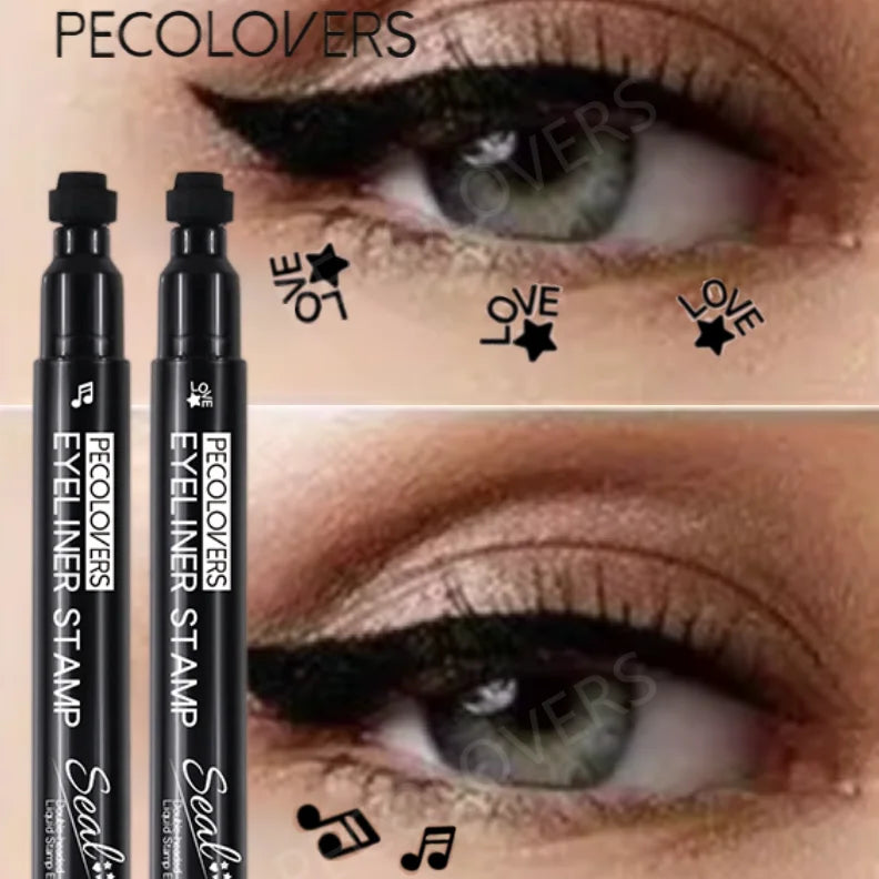 Waterproof Liquid Eyeliner with Cute Patterns,Double-ended Seal ,Christmas Gift
