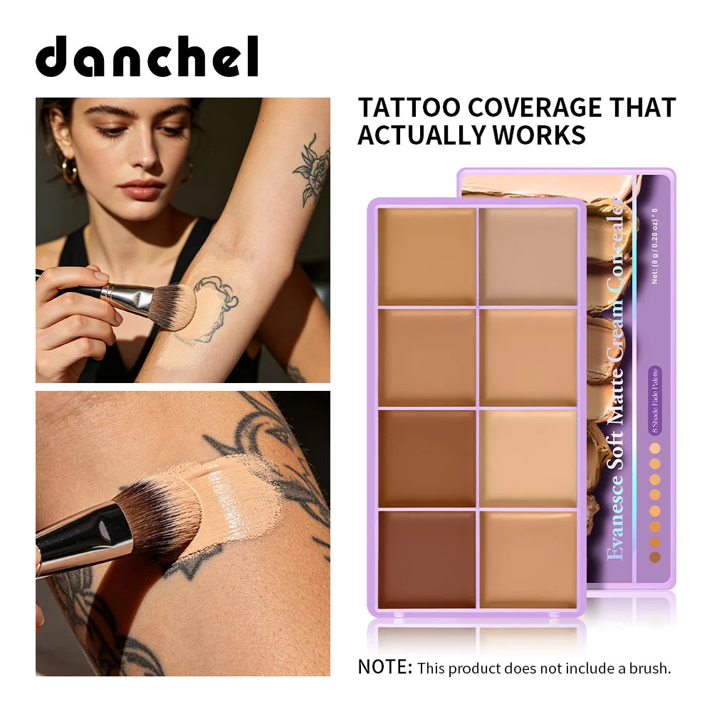 Full Coverage Concealer Palette 8 Colors Soft Matte Cream Concealer With Cosmetic Brush Waterproof Oil Control Long Lasting Cove
