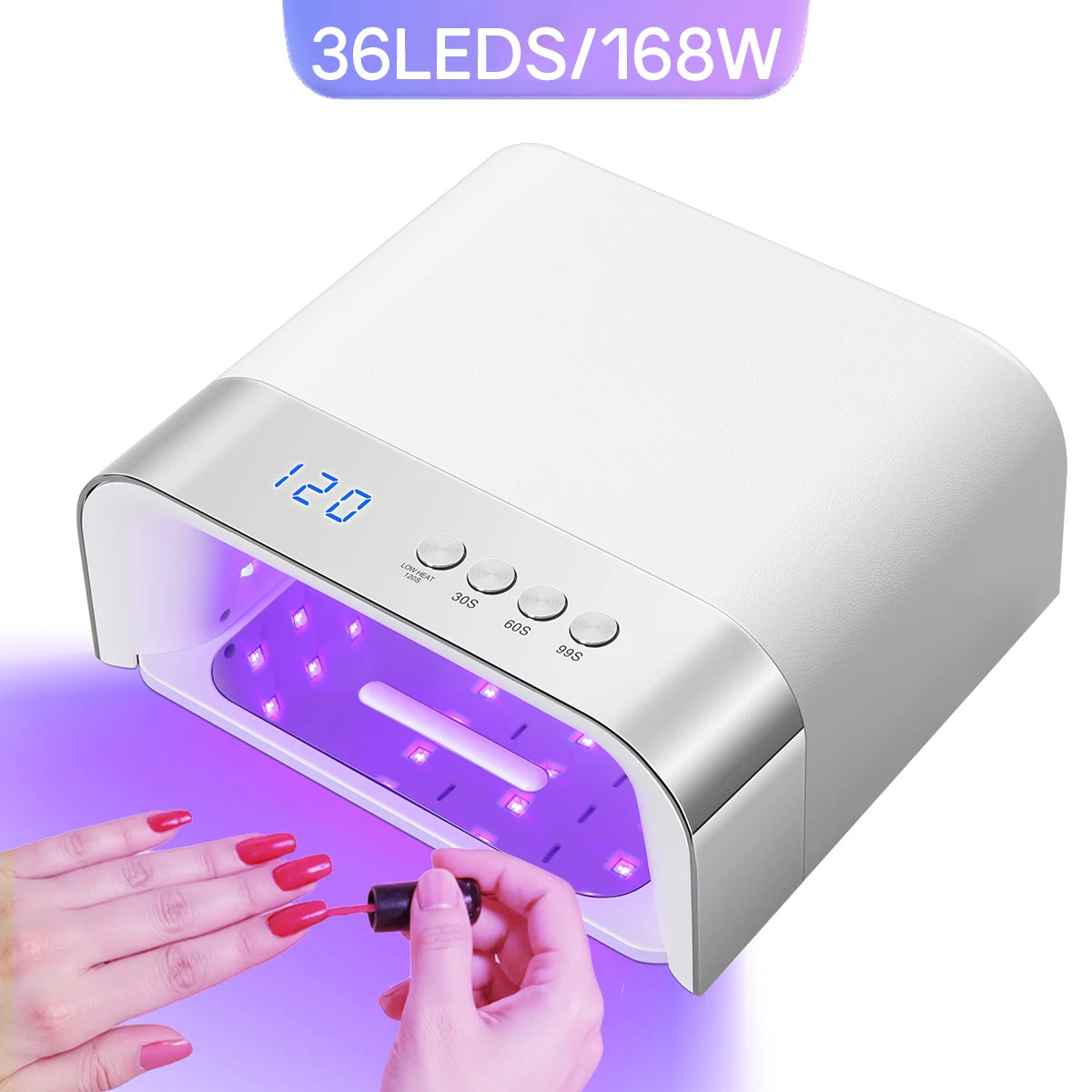 168W UV LED Nail Lamp 36LEDS Gel Polish Drying Lamp With Automatic Sensing 4 Timer Professional Nail Dryer Manicure Salon Tools