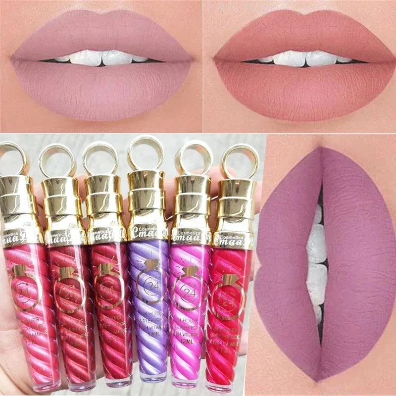 20 Colors Matte Lip Gloss Waterproof Long Lasting Shimmer Liquid Lipstick Nude Glitter Non-stick Cup Red Lip Tint Beauty Makeup