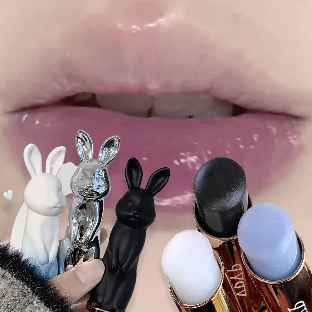 Rabbit Moisturizing Lip Balm Purple Rose Tint Crystal Jelly Colored Anti-chapped Lip Care Smoothens LipLines Base Clear Lipstick