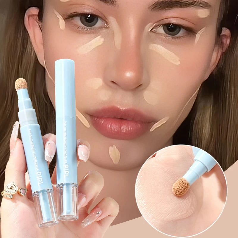 Sponge Head Liquid Concealer Stick, Full Coverage for Dark Circles, Marks, Long Lasting Waterproof Brightening Concealer Pen