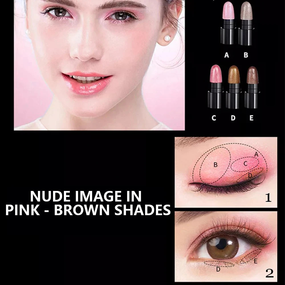 12 Colors/Set Glitter Gradient Eyeshadow Stick Pen Makeup Set Waterproof Shimmer Pink Eyeshadow Sticks Highlighter & Controuring