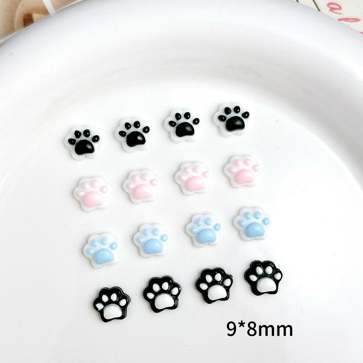 30PCS Double Colors Kawaii Puppy Claws Resin Nail Charms Luminous Creative Cat Paws Animal Series Nail Art Decorations DIY Nails