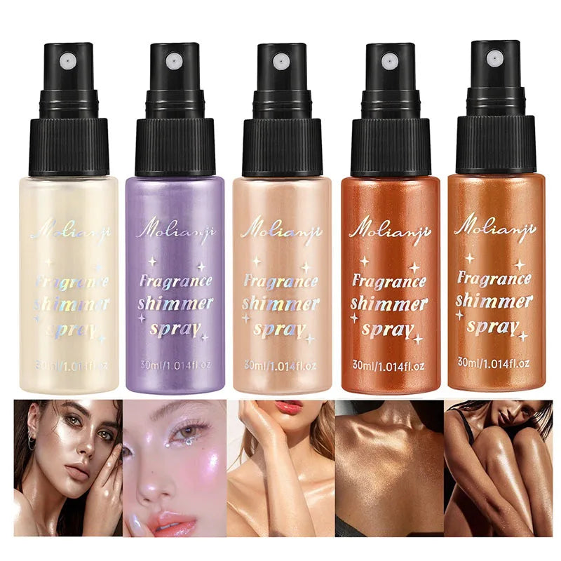 Diamond Liquid Glitter Powder Spray,Body Highlighter Makeup Face Luminizer,Shine Shimmer Glow Face Body Hair Makeup Daily Party