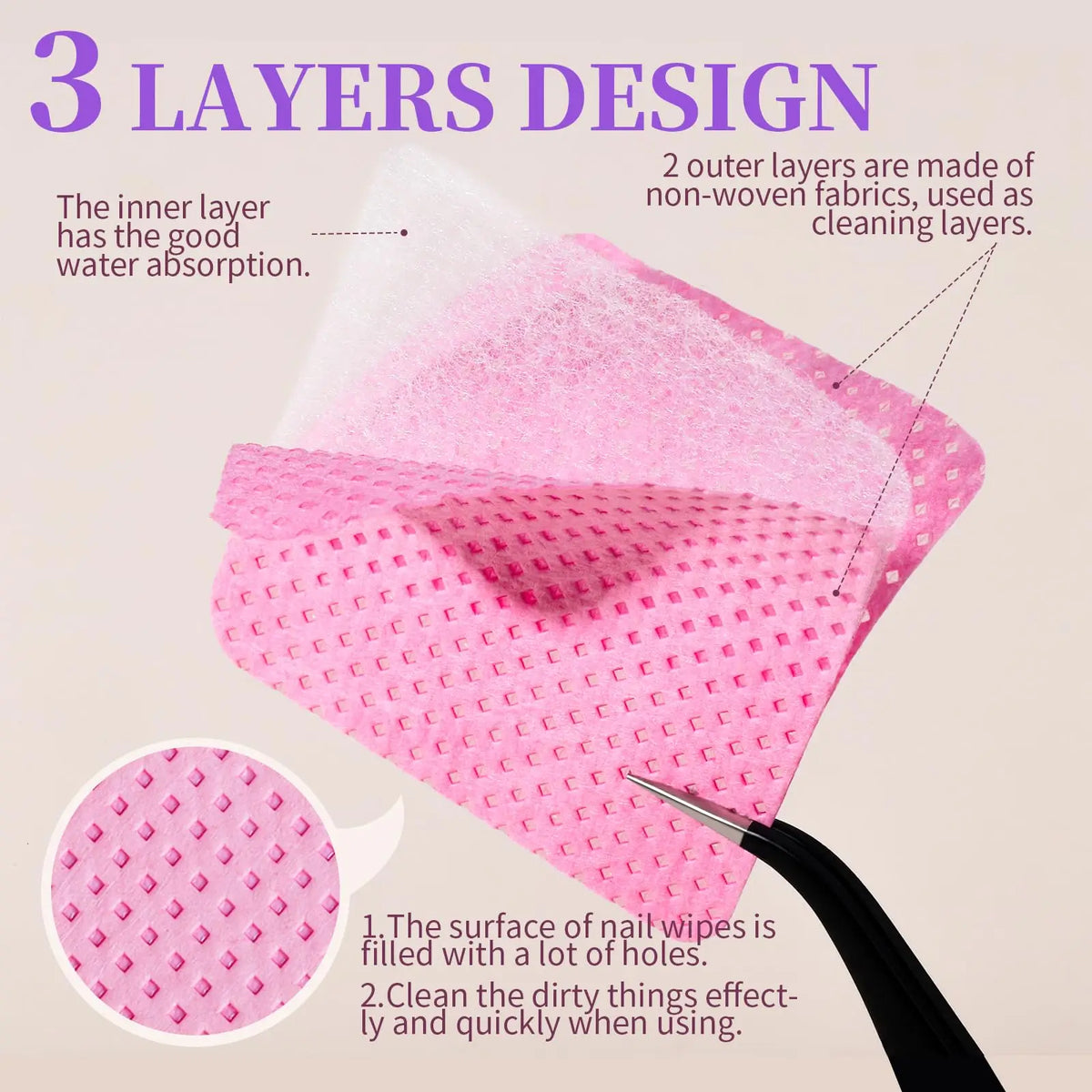 100/600Pcs Lint-Free Nail Wipes Nail Towel Professional Eyelash Extension Glue Wipes Nail Polish Removal Wipes for Salon Use